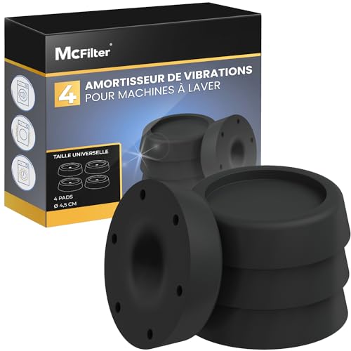 McFilter I 4 amortisseurs de vibrations pour lave-linge et sèche-linge | Amortisseurs de vibrations universels compatibles avec Bosch, Siemens, AEG | Support antidérapant pour lave-linge - noir