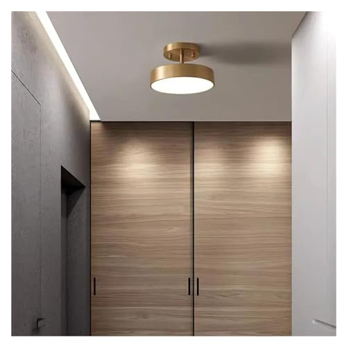 Plafonnier LED or en cuivre rond moderne pour éclairage de salon