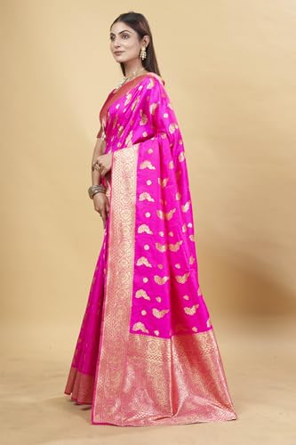 Image of Shasmi Women's Banarasi Saree Pure Kanjivaram Silk Saree Soft new ladies 2025 Design Wear Pattu Sarees Party Sari collections With Blouse Piece for Wedding sadi (PARI-188)