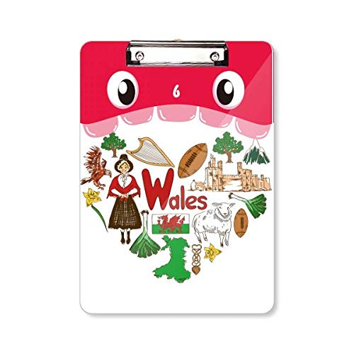 Porte-bloc avec motif cœur du Pays de Galles A4 en bois pour bureau
