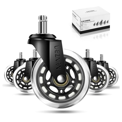 UEZNIRN 5er Set Bürostuhl Rollen für 10mm x 22mm Bürostühle, Leise Hartbodenrollen Passend für Tragfähigkeit bis 200 kg Gummirollen Bürostuhl, Stuhlrollen 360-gradiges Drehen Ohne Kratzer