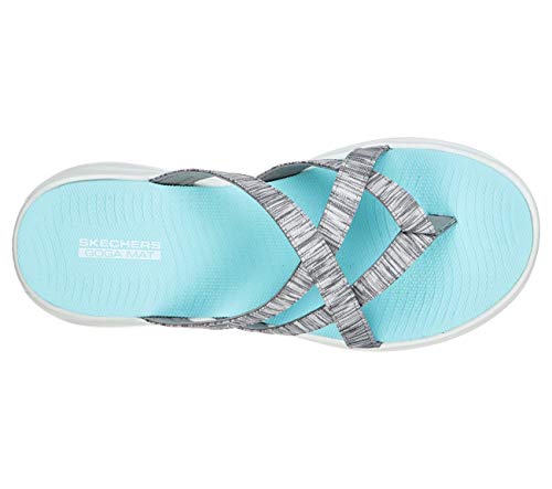 Skechers Performance Women's On The GO 600 Luxe-Luvly Slide Sandal Gray/Blue 7 M US