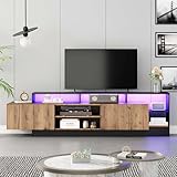 【Fonctionnalité LED Intégrée】Transformez l'atmosphère de votre pièce grâce aux bandes LED multifonctionnelles intégrées. Avec 16 couleurs et 4 modes dynamiques télécommandés, le meuble tv moderne devient le centre d'attention, créant une ambiance vibrante et personnalisable