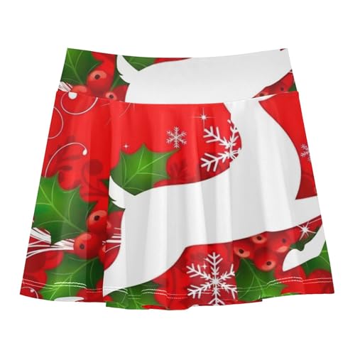 Athletic Shorts for Girls Skorts Kids Tennis Skirts Uniform Butterfly Skirt Red Reindeer Holly Christmas 3t