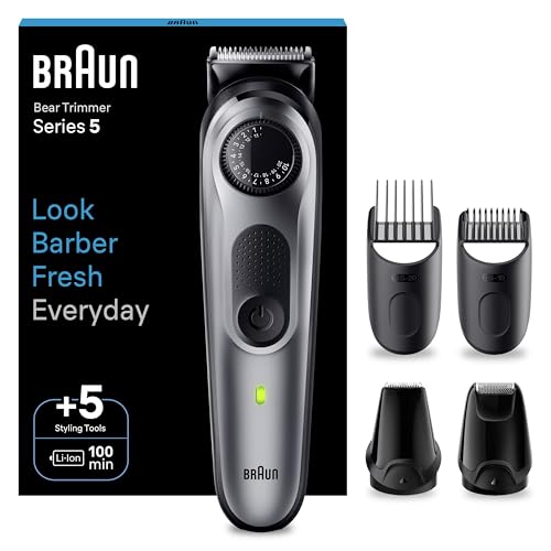 Braun Tondeuse À Barbe Series 5 BT5440 Pour Hommes, Lame Ultra Affutée Pour Bien Tailler La Barbe,...