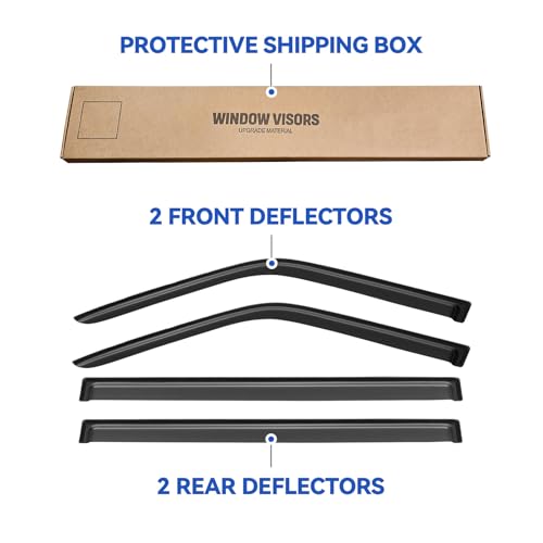 Image of Window Visors Rain Guards Shield for 2009-2019 Ford Flex, Out-Channel Window Vent Wind Deflectors Visors Shades for 09-19 Ford Flex