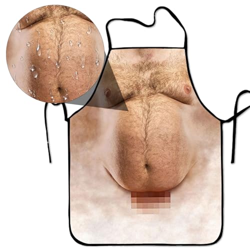 MUNSKT 1PC Funny Apron,Prank Xmas Apron For Men Gift, BBQ Baking Chef Cooks Cooking Sexy Novelty Pinafore (brownHair) — photo 4