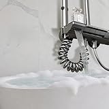 YJYAJIE Colonne de Douche avec Mitigeur, Système de Douche avec Tête de Douche Tête Carrée, Jet, Robinet de Baignoire et Pommeau de Douche avec Hauteur Réglable, Noir Gris