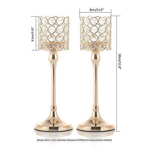 Vincigant Gold Crystal Cylinder Candle Holders Set Of 2 For Wedding Table Centerpieces Anniversary Celebration Decorationsgifts,12 Inches Tall #TOP5