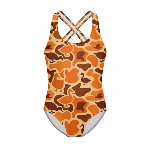 Image of Xpyiqun Swimsuit for Girls One Piece Bathing Suits Size 5-14 Sleeveless Swimwear Cross Shoulder Strap Swimming Wear