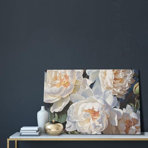 Poster mural à suspendre pivoine blanche déco salon moderne