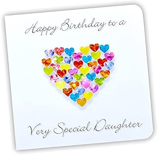 Handmade Birthday Card for Daughter - Colourful 3D Love Hearts - Very Special Cards for Daughters