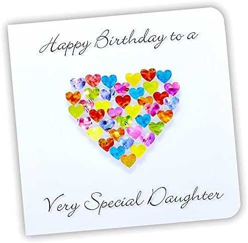 Handmade Birthday Card for Daughter - Colourful 3D Love Hearts - Very Special Cards for Daughters