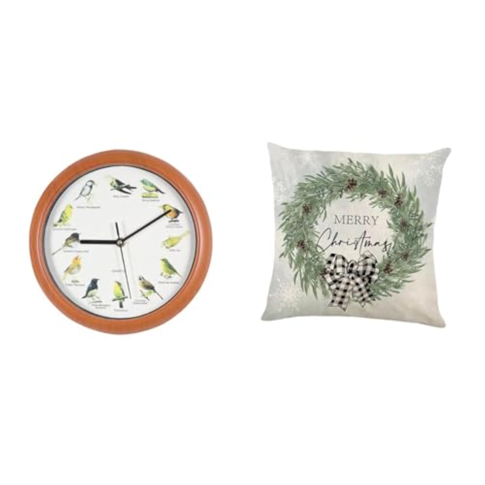 Singing Bird Wall Clock with Christmas Pillow Cover
