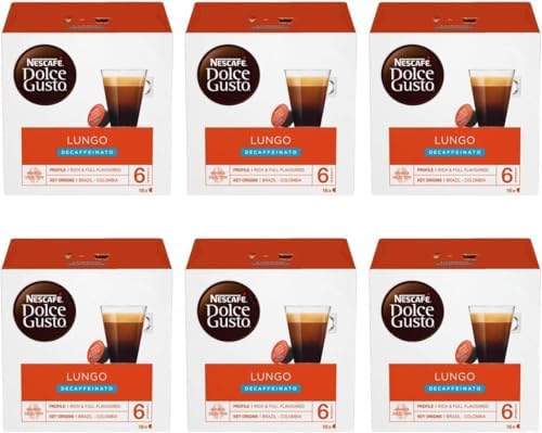 NESCAFÉ Dolce Gusto Lungo Decaffeinated Coffee Pods x16 (Pack of 6, Total 96 Pods)