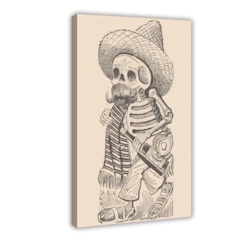 Toile Calavera Francisco Madero Posada cadre suspendu 40x61cm WCYB