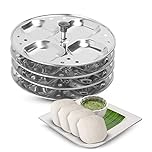 KSJONE Stainless Steel Idli Stand | 4-Plates Idli | Idli Preparation | Supreme Quality Food Grade Idli Stand | South Indian Idli Maker Makes | 16 Idlis (Square)