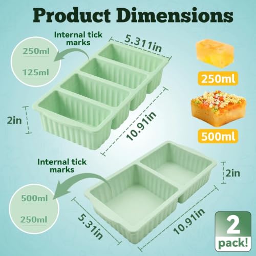 Pack de 2 bandejas de silicón con tapa para congelar miniatura 2