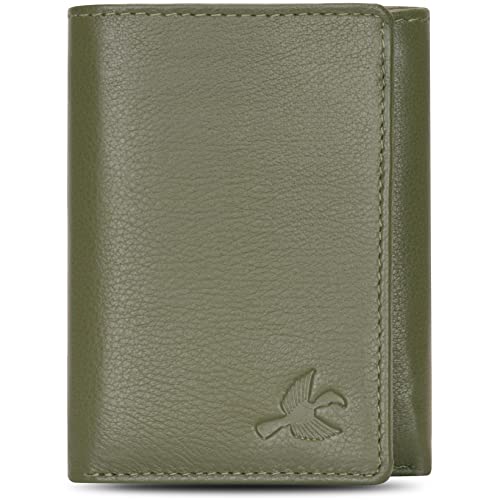 HORNBULL Trifold Green Genuine Leather Wallet for Men | Mens Wallet with RFID Blocking | Gift Set
