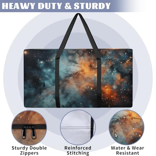 Fantastic Galaxy Extra Large Moving Bags Heavy Duty Storage Bags Bright Galaxy Cloth Wrap Around Handles Double Zipper Reusable Convenient Foldable Storage Tote for Travel Camping Space Save3