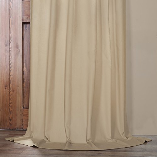 Image of HPD Half Price Drapes Solid Tie Top Cotton Curtains 108 Inches Long (1 Panel) Luxury Light Filtering Curtains for Living Room, Modern Semi Sheer Curtain for Bedroom, 50W X 108L, Shaker Beige