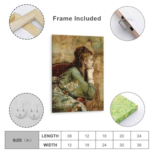 Impression Alfred Stevens Méditation tableau réalisme femme pensive 60x90