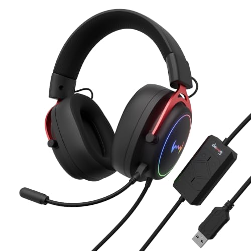 Image of daWg HeadBug G30 Wired Gaming Headset, 50mm Neodymium Drivers, Virtual 7.1 Surround Sound, Hi-Res Audio, Flexible Gaming Mic, Audio Controls, RGB LED, Soft Ear Cushions, Windows Software (Black)