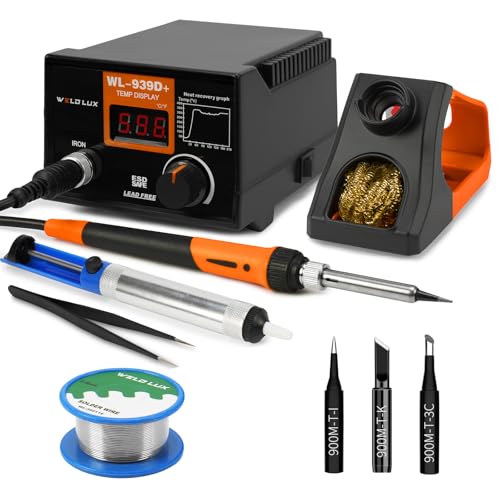 Weld Lux 939D+ Digital Soldering Station, 100W PID Adjustable Temperature Soldering Iron Kit...