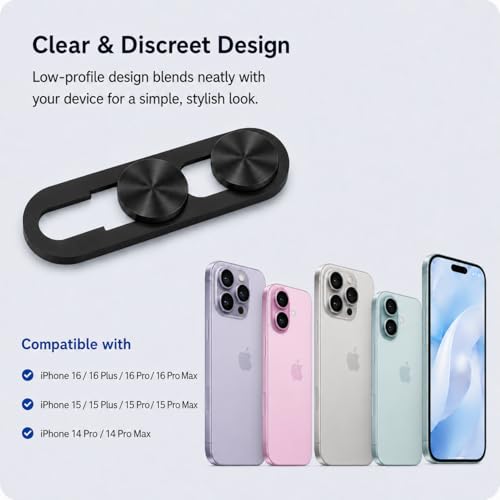 Velaporco Front Camera Cover,On/Off Face Recognition,Camera Protector Compatible with iPhone 16/16Plus/16Pro/16 Pro Max/15/15Plus/15Pro/15 Pro Max-Black, 2 Pack by Velaporco - Used condition - Image 4