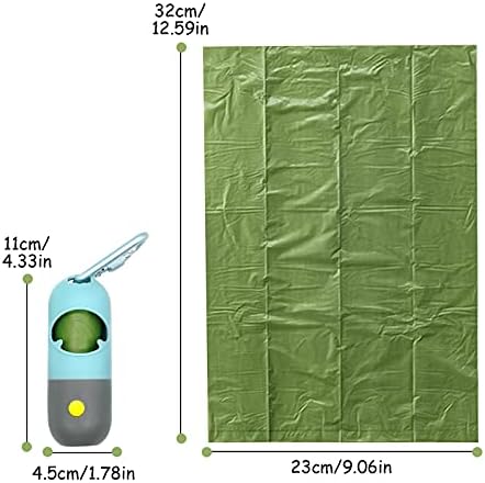 Morn Light Poop Bag Holder with Flashlight Dog Poop Bag Holder for Leash Dog Bag Holder with Clip Dog Poop Bag Dispenser with Leak-Proof Green Poop Bags for Dog Walking(Battery, 1 Dispenser 45 Bags)