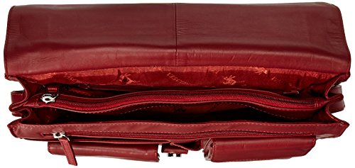 Visconti Womens Large Leather Flap-Over Shoulder/Crossbody Messenger Bag, Red, One Size #TOP4