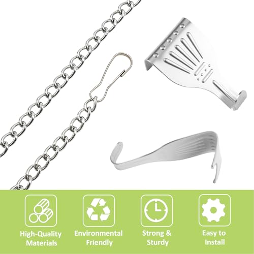 Image of Picture Hanging Kit 10Pcs Picture Rail Hooks with 10Pcs Chains, Metal Rail Hanging Hooks Picture Display Hanging System for Wall Picture, Exhibition(Silver)