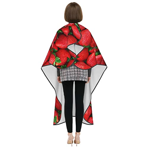 Cape de coiffeur imperméable rouge à motif fraise et col réglable taille unique - 7