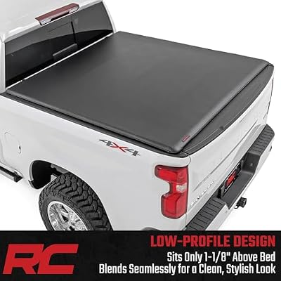 Rough Country Soft Roll Up Tonneau Cover for Chevy Silverado 1500 & GMC Sierra 1500 (20192026) Marine-Grade Vinyl, No-Drill Install, Fits 5'10 Short Bed