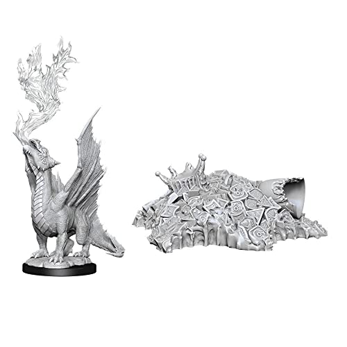 WizKids D&D Nolzurs Marvelous Upainted Miniatures: Wave 11: Gold Dragon Wyrmling & Small Treasure Pile (WK90028)