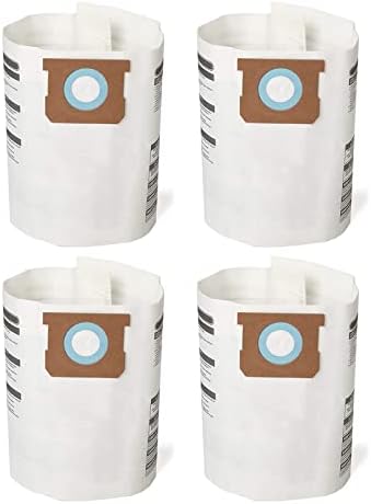 4 Pack Replacement Bags Compatible with Shop-Vac 10-14 Gallon Vacuum, Type F + Type I, Part #9066200 & 9067200 White