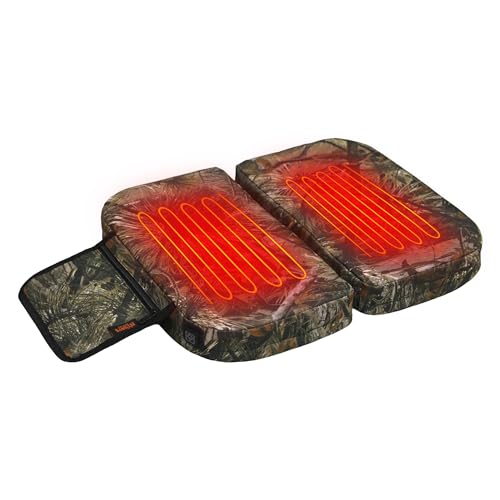 MYDAYS Portable Heated Hunting Seat Cushion, Foldable Heating Seat Pad for Outdoor Stadium Bleacher Camping Hunting, Power Bank Not Included（Camo）