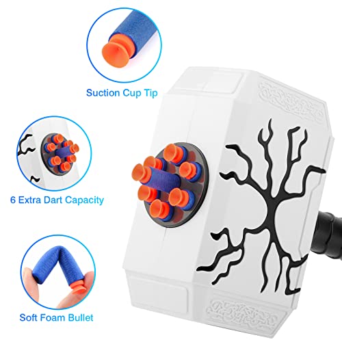 Thor Blaster Hammer Toy Gun - Foam Bullet Blasters Electric Thunder Mjolnir Hammer With Light And 20 Suction Tips Darts Shooting Games Roleplay Super Hero Toys For 3+ Year Old Kids Boys Girls Gift #TOP4