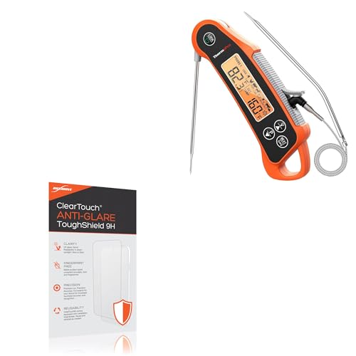 BoxWave Screen Protector Compatible with ThermoPro TP710 - ClearTouch Anti-Glare ToughShield 9H (2-Pack), Anti-Glare 9H Tough Flexible Film Screen Protector