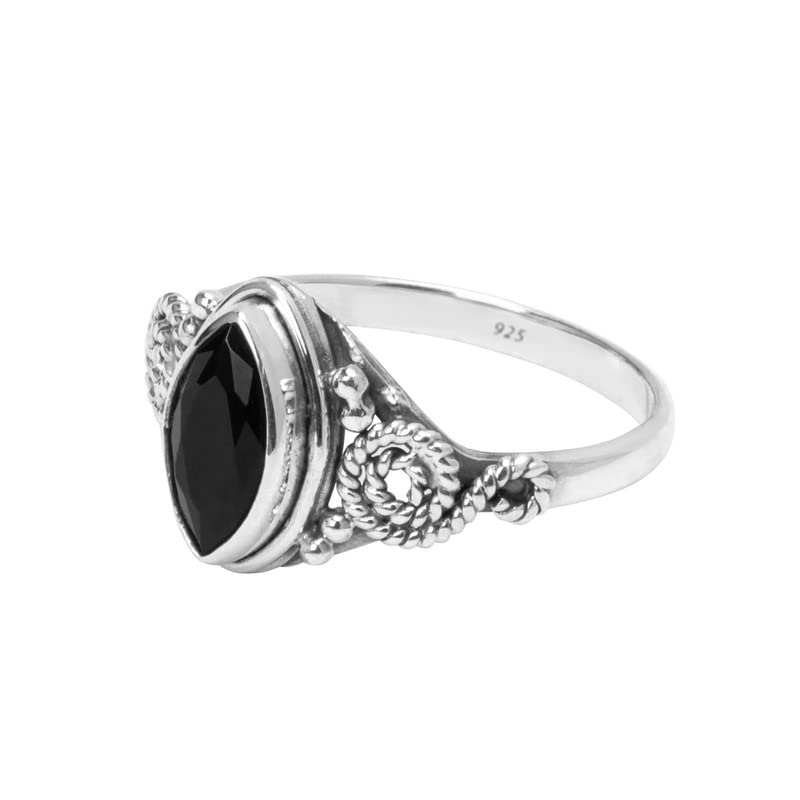 Miniatura 3 de Black Tourmaline Stone Ring, 925 Sterling Silver Ring Statement Ring For Women - Girls, 5X10mm Natural Marquise Shape Gemstone Ring, Christmas