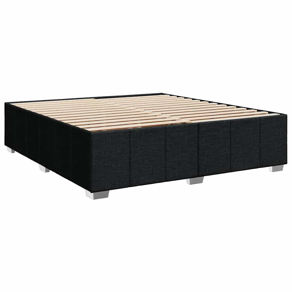 Cama con somier con colchón de 200 x 200 cm en tejido negro, núcleo de muelles ensacados para un agarre óptimo y una transferencia de movimiento reducida, incluye cómodo y transpirable
