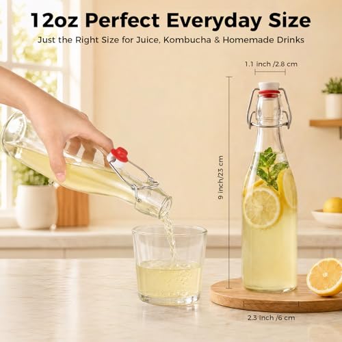 Image of Ruckae Swing Top Glass Bottles,Flip Top Glass Bottle with Lids Sealable Kombucha Bottle for Brew Beer Syrup Vanilla Extract Air Tight Bottles for Gift (12 oz 10 pack)