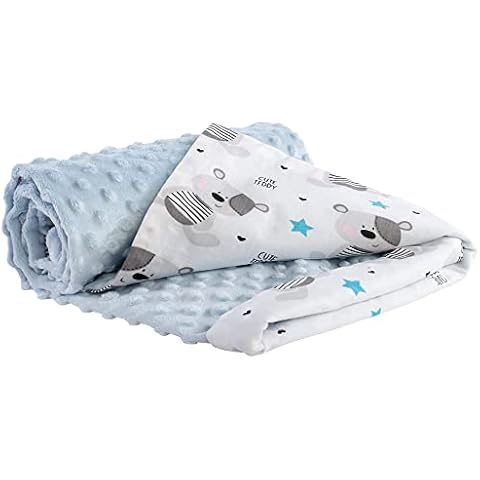Medi Partners Krabbeldecke 100% Baumwolle 75x100cm doppelseitig multifunktional Minky Kuscheldecke für Kinderwagen weich flauschig Cover