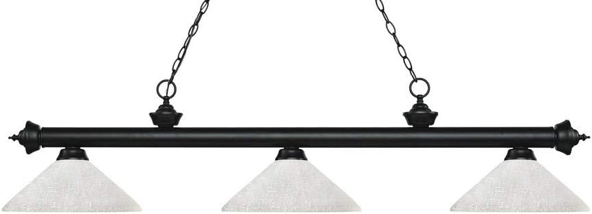 Riviera - 3 Light Island/Billiard in Billiard Style - 13.75 Inches Wide by 13 Inches High-Matte Black Finish-White Linen