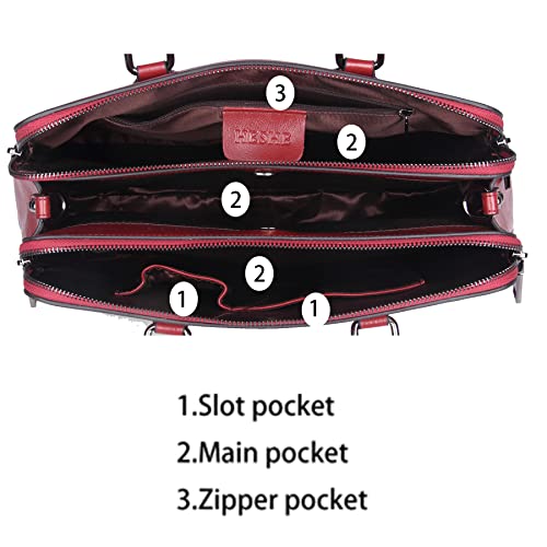 Heshe Women’s Shoulder Handbags Leather Purses Crossbody Bags Totes Bag Hobo Purses Pocketbook Bag Cross Body Work Travel Bags (Wine-Cowhide Leather) - Thumbnail 5