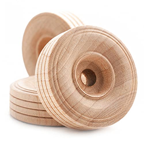 Pinehurst Crafts Treaded Wooden Toy Wheels, 1-1/2 Inch Diameter x 1/2-Inch Thick (1/4-Inch Hole), Pack of 24