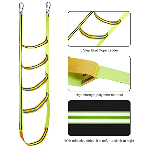 5 Step Boat Rope Ladder, Extra Long Portable Boat Rope Ladder Extension Marine Rope Ladder Assist Boat Folding Ladder Swim Ladder Boarding Ladder For Inflatable Boat, Kayak, Motorboat, Canoeing #TOP2