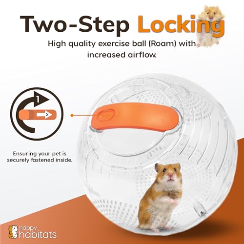 image for Happy Habitats Clear Hamster Exercise Ball (7”) – Sturdy Dwarf Ham