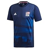 adidas Mens USA Volleyball Primeblue Replica Tee Team Navy Blue/Glory Blue XS