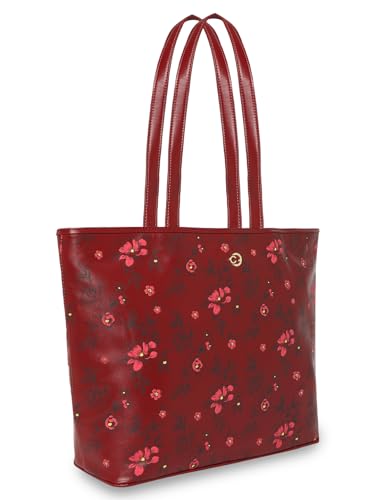 Image of Caprese Snow Tote Bag, Large | Stylish Floral Print Handbag for Women with Laptop Compartment | Spacious, Versatile Office & Daily Essentials Tote | Shoulder Straps, Zipper Closure
